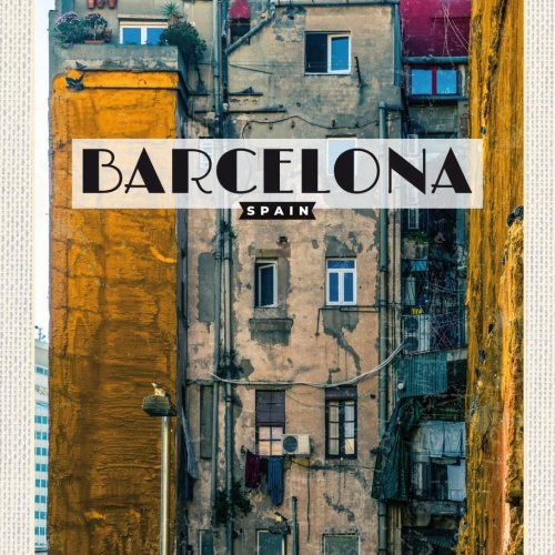 Schild Barcelona Spain Spanien Gebäude Haus Stadt 12x18 20x30 30x40 Blech/Holz