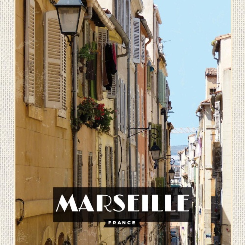 Schild Marseille France Frankreich Stadt Gasse Haus 12x18 20x30 30x40 Blech/Holz