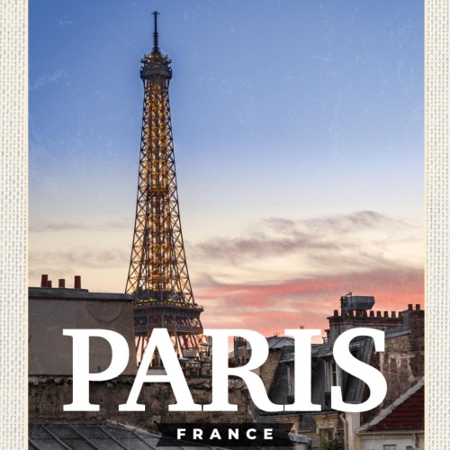 Schild Paris France Frankreich Eiffelturm Stadt 12x18 20x30 30x40 Blech od. Holz