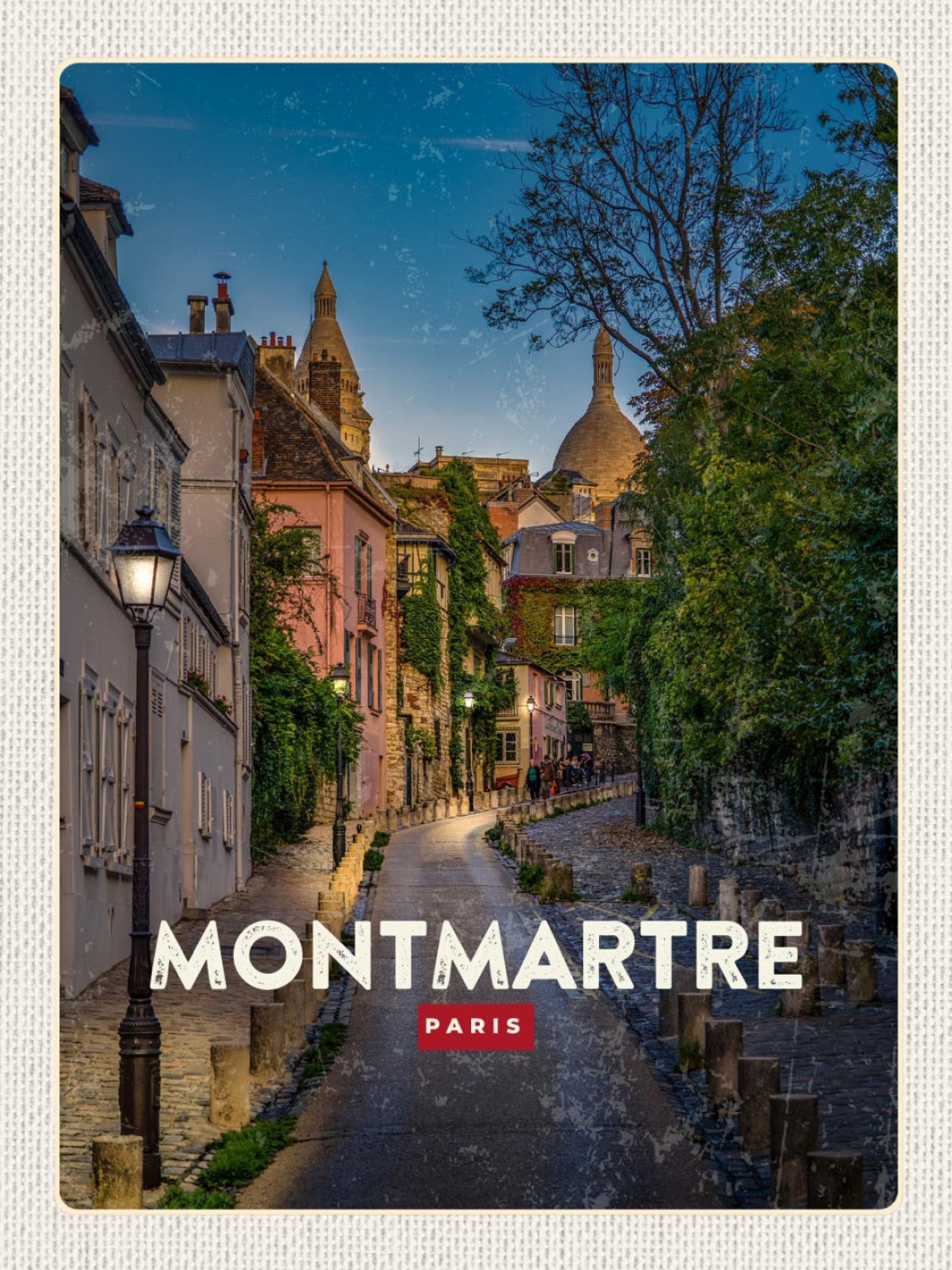 Schild Montmartre Paris Frankreich Gasse Nacht 12x18 20x30 30x40 Blech/Holz