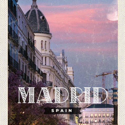 Schild Madrid Spanien Spain Stadt Gebäude 12x18 20x30 30x40 Blech od. Holz