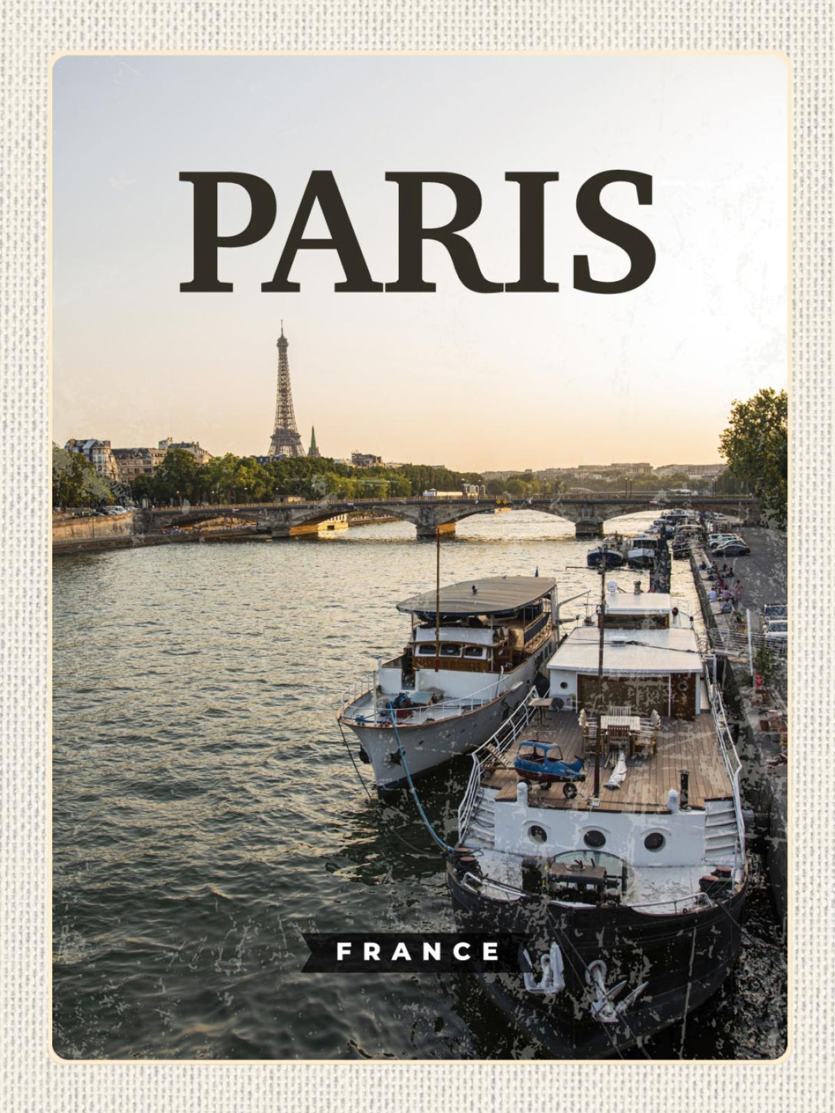 Schild Paris France Frankreich Seine Schiff 12x18 20x30 30x40 Blech od. Holz