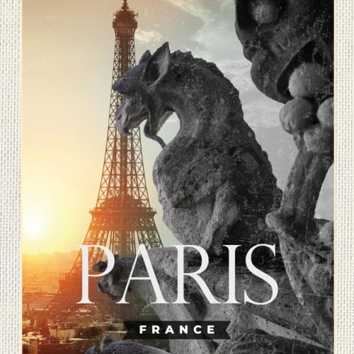 Schild Paris France FRA Notre-Dame Eiffelturm 12x18 20x30 30x40 Blech/Holz