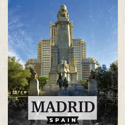 Schild Madrid Spain Spanien Plaza de España 12x18 20x30 30x40 Blech od. Holz
