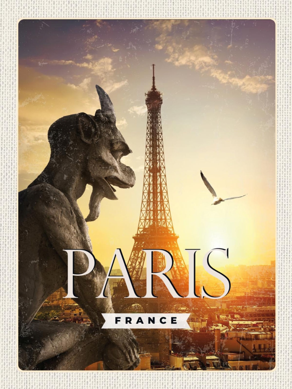 Schild Paris France FRA Notre-Dame Eiffelturm 12x18 20x30 30x40 Blech/Holz