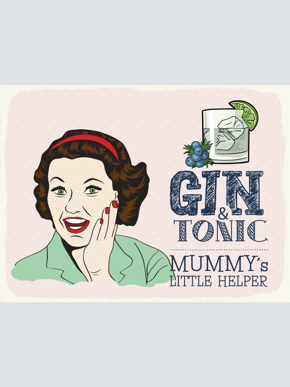 Schild Gin & Tonic Mummy's Little Helper Alkohol 12x18 20x30 30x40 Blech/Holz