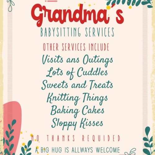 Schild Grandma's Babysitting Service Baby Oma 12x18 20x30 30x40 Blech/Holz