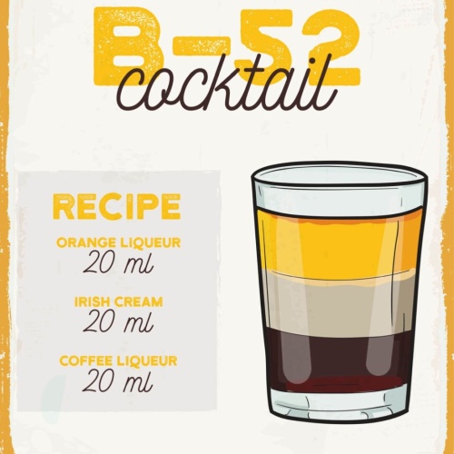 Schild B-52 Cocktail Rezept Bar Alkohol Drink 12x18 20x30 30x40 Blech/Holz