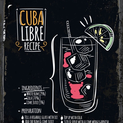 Schild Cuba Libre Cocktail Rezept Bar Alkohol Drink 12x18 20x30 30x40 Blech/Holz