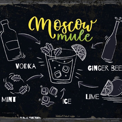 Schild Moscow Mule Cocktail Rezept Bar Alkohol 12x18 20x30 30x40 Blech/Holz