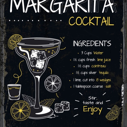 Schild Margarita Cocktail Rezept Bar Alkohol Drink 12x18 20x30 30x40 Blech/Holz