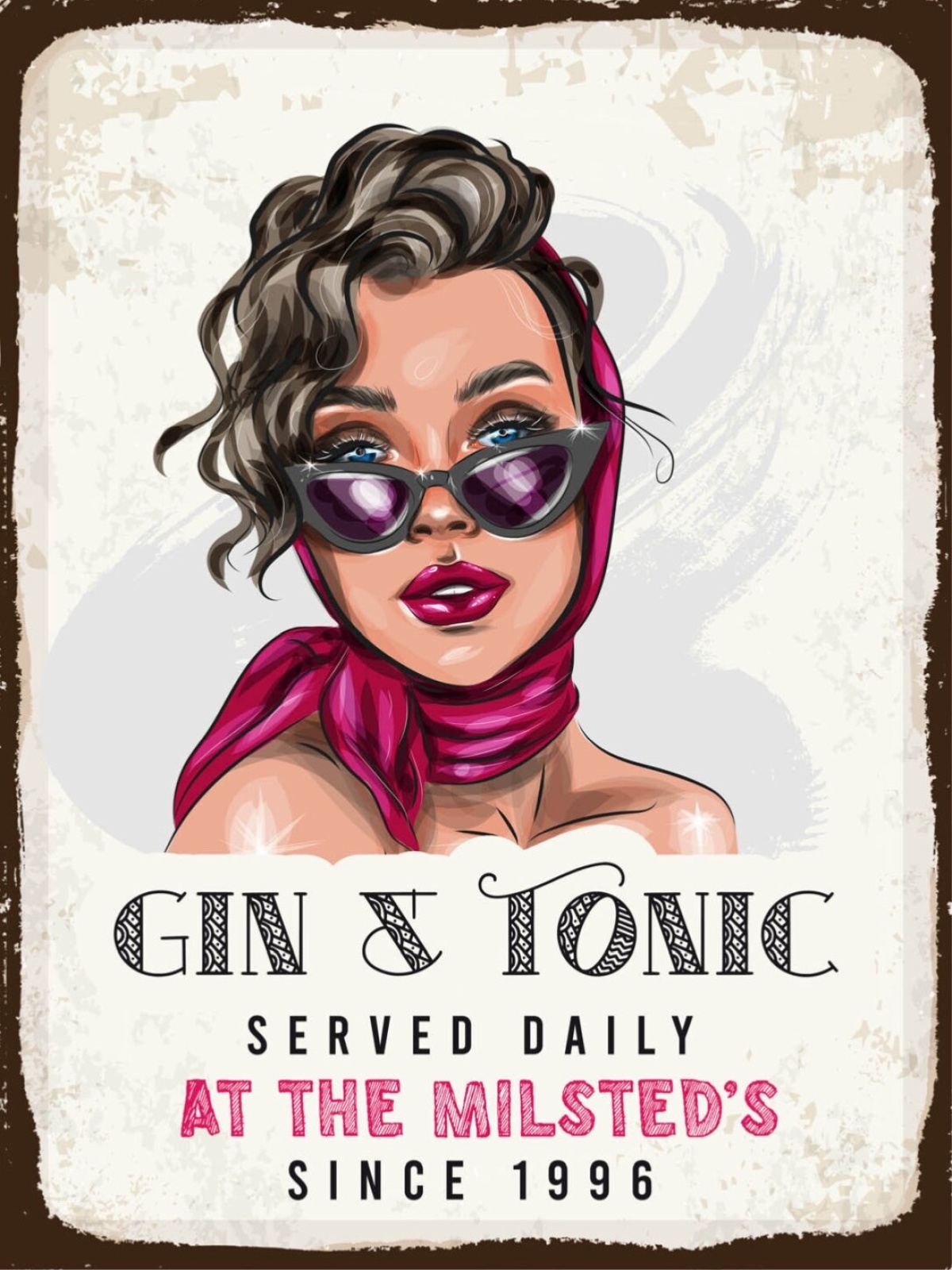 Schild Gin & Tonic Served Daily At Milsteds Alkohol 12x18 20x30 30x40 Blech/Holz
