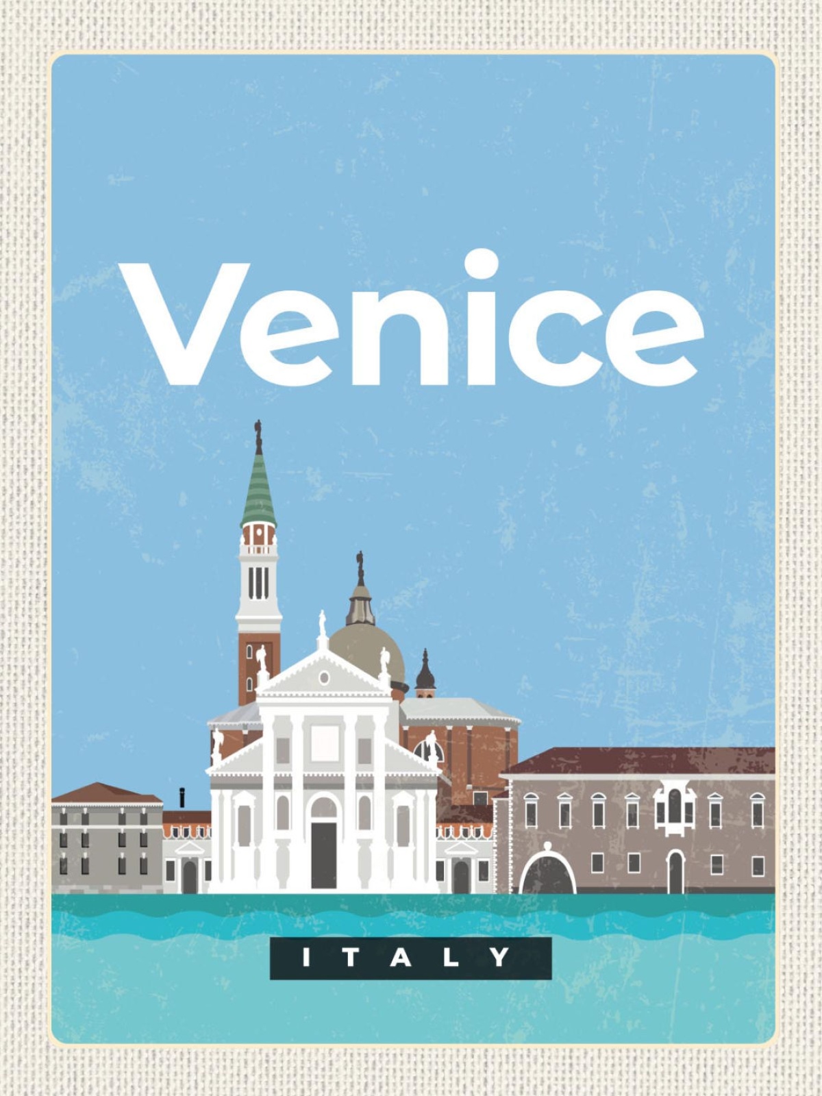 Schild Venice Italy Venedig Italien Illustration 12x18 20x30 30x40 Blech/Holz