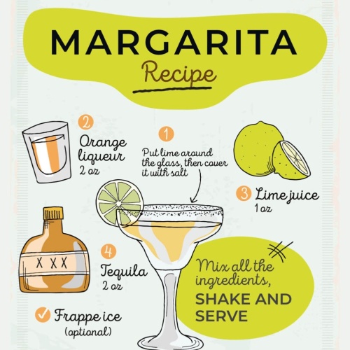 Schild Margarita Cocktail Rezept Bar Alkohol Drink 12x18 20x30 30x40 Blech/Holz