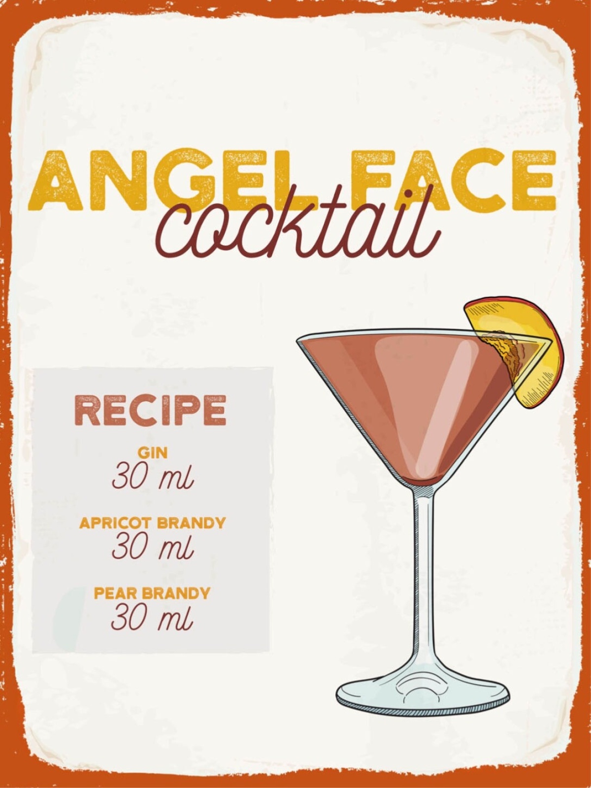 Schild Angel Face Cocktail Rezept Bar Alkohol Drink 12x18 20x30 30x40 Blech/Holz
