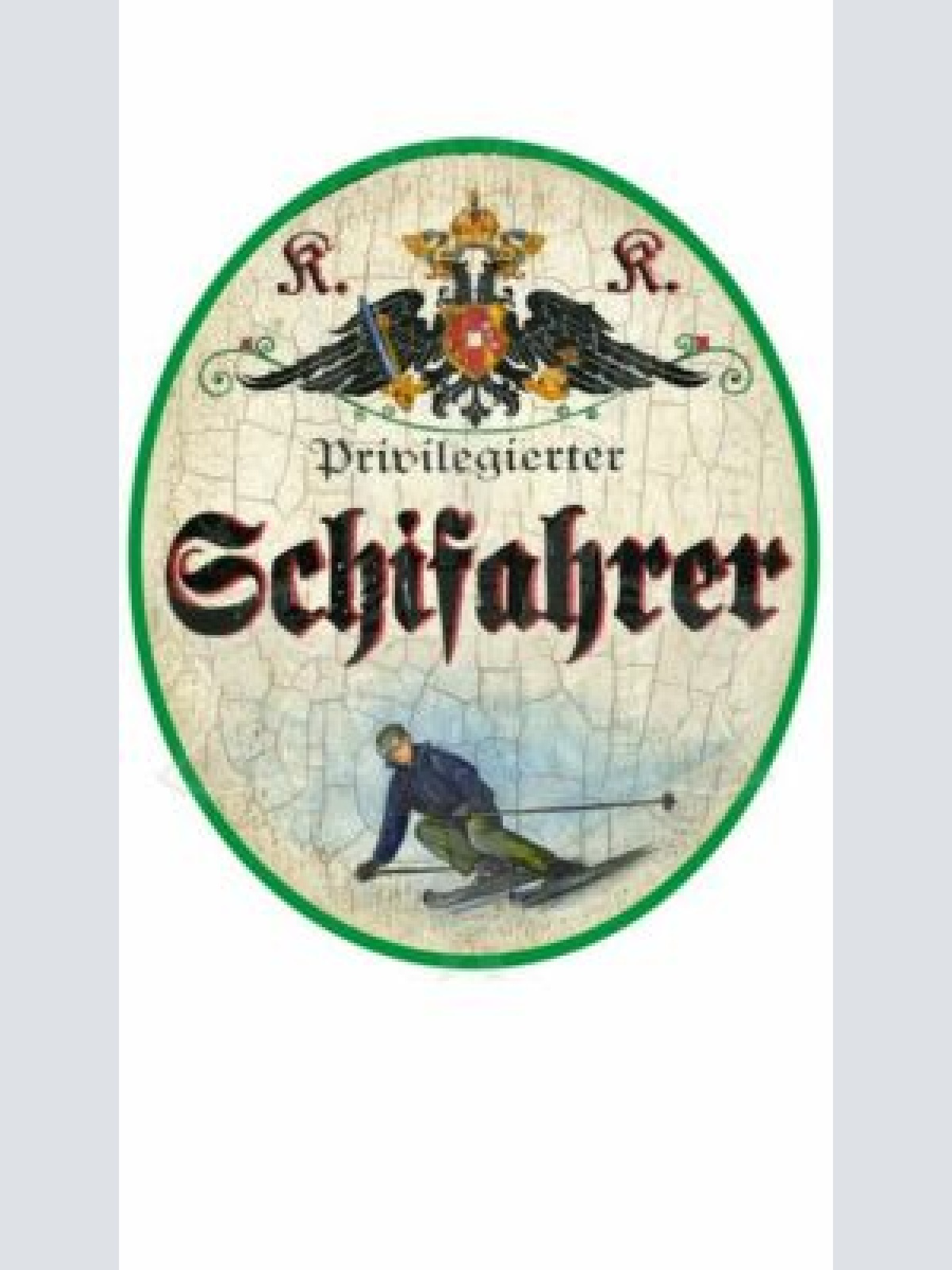 KuK Nostalgie Holzschild "Schifahrer"