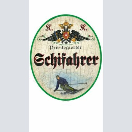 KuK Nostalgie Holzschild "Schifahrer"