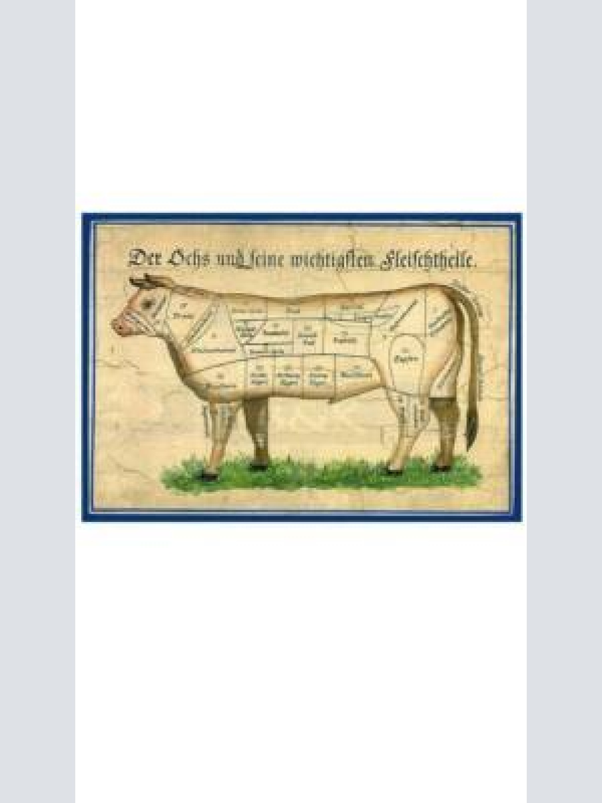 Kuk nostalgie holzschild "der ochs und seine fleischteile"