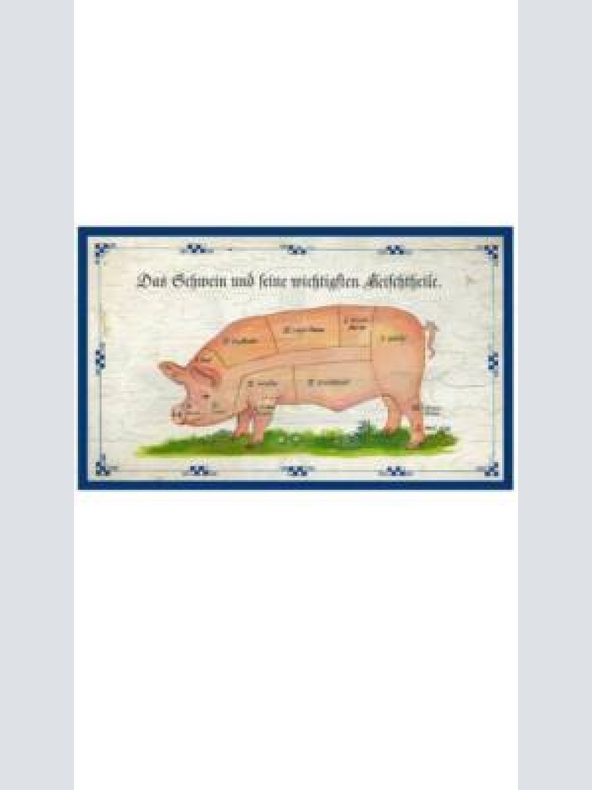 Kuk nostalgie holzschild "das schwein und seine fleischteile"