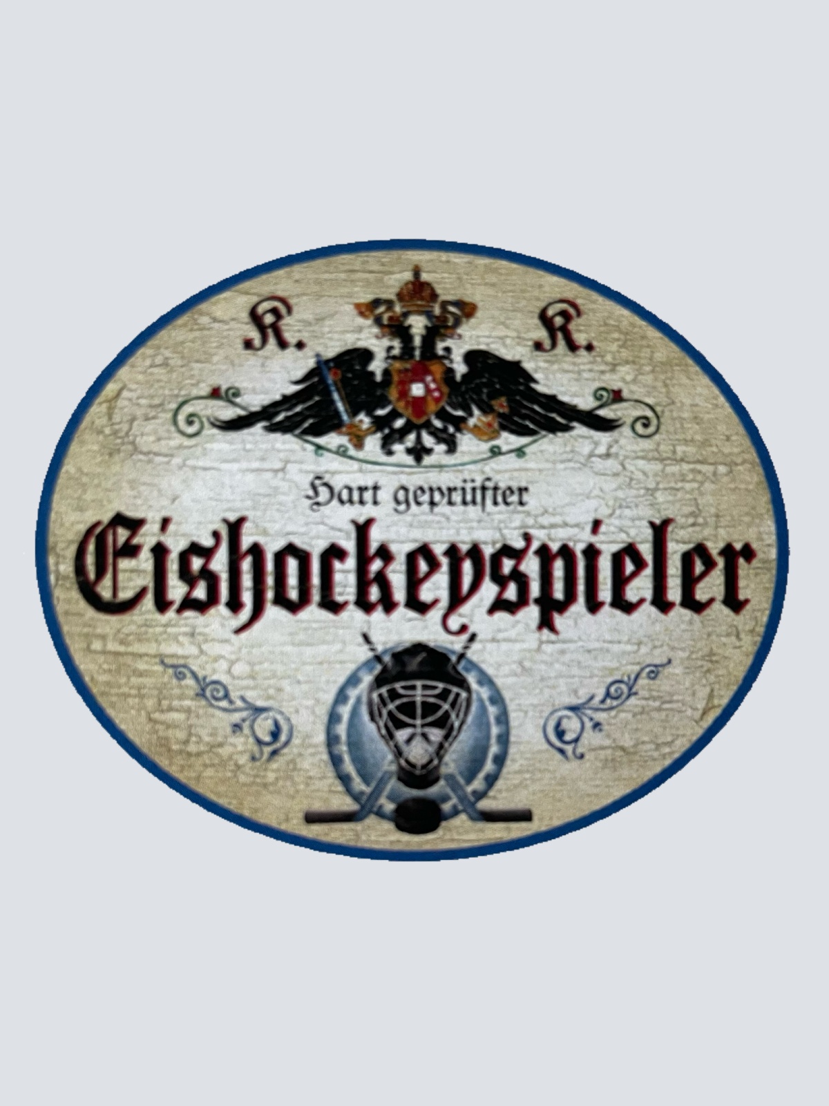 KuK Nostalgie Holzschild Hart Geprüfter Eishockey Spieler Sport Team Schild