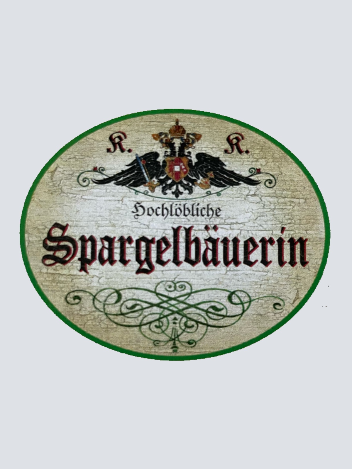 KuK Nostalgie Holzschild Hochlöbliche Spargel Bäuerin Gemüse Anbau Schild