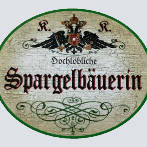 KuK Nostalgie Holzschild Hochlöbliche Spargel Bäuerin Gemüse Anbau Schild