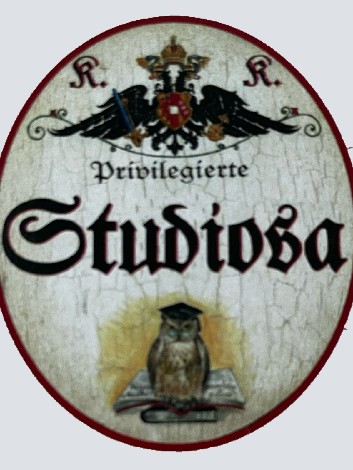 KuK Nostalgie Holzschild Privilegierte Studiosa Studentin Studium Uni Schild