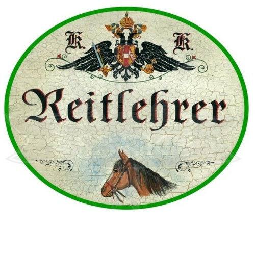 KuK Nostalgie Holzschild "Reitlehrer"