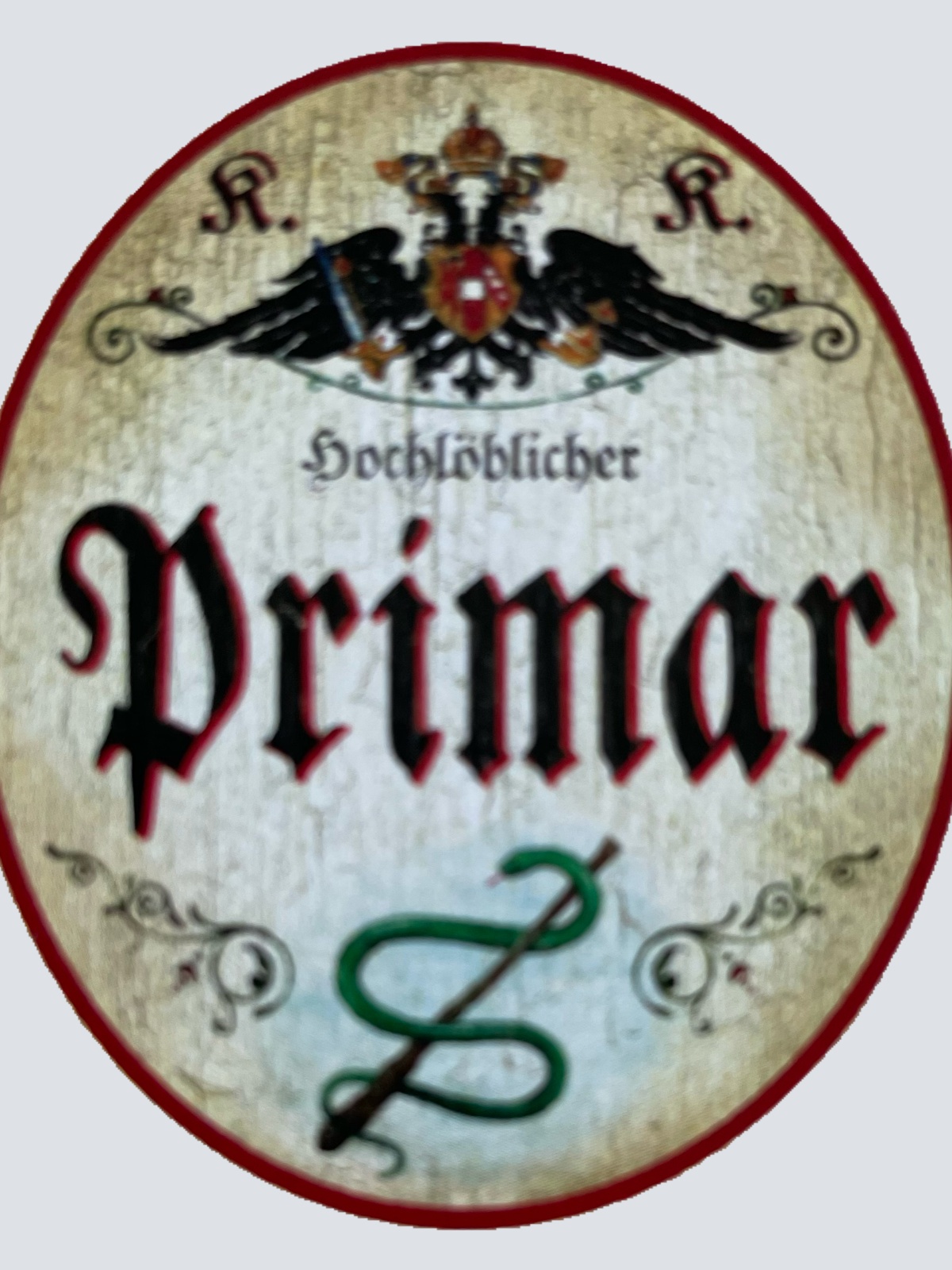 KuK Nostalgie Holzschild Hochlöblicher Primar Primarius Chefarzt Schild