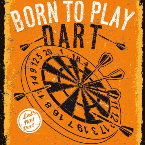 Schild Born To Play Dart Darten Spiel Scheibe Pfeil 12x18 20x30 30x40 Blech/Holz