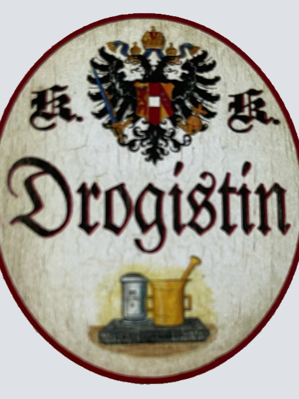 KuK Nostalgie Holzschild Drogistin Drogerie Perfumerie Handel Verkauf Schild