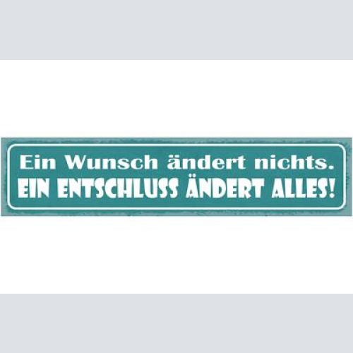 Schild ein wunsch ändert nichts ein entschluss ändert alles 46x10 blech od. holz