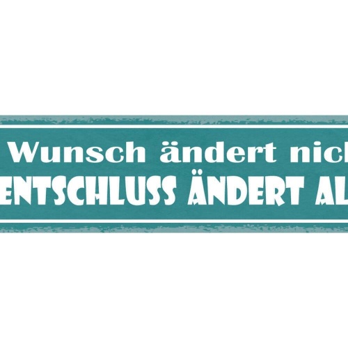 Schild ein wunsch ändert nichts ein entschluss ändert alles 46x10 blech od. holz
