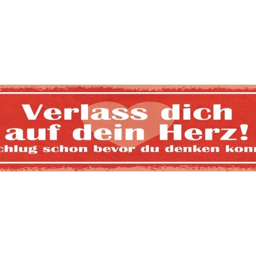 Schild verlass dich auf dein herz es schlug schon bevor du denken konntest 46x10