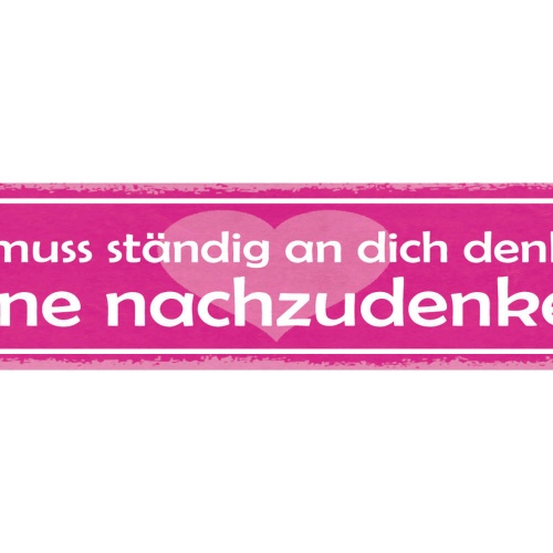 Schild Ich Muss Ständig An Dich Denken Ohne Nachzudenken 46 x 10 Blech od. Holz