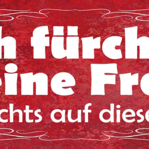 Schild Ich Fürchte Meine Frau Sonst Nichts Auf Der Welt 27x10 Blech od.Holz