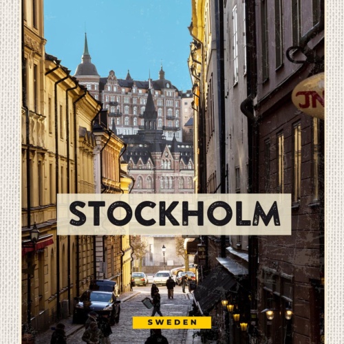 Schild Stockholm Sweden Schweden Stadt Altstadt 12x18 20x30 30x40 Blech/Holz