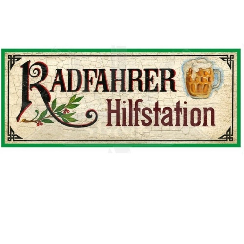 KuK Nostalgie Holzschild "Radfahrer Hilfstation"