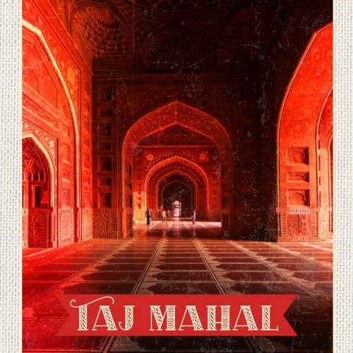 Schild Taj Mahal Mausoleum Sehenswürdigkeit Indien 12x18 20x30 30x40 Blech/Holz