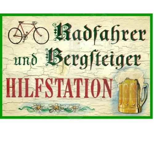 KuK Nostalgie Holzschild "Radfahrer und Bergsteiger Hilfstation"