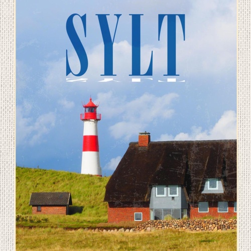 Schild Sylt Insel Leuchtturm Haus Ostfriesland D 12x18 20x30 30x40 Blech/Holz