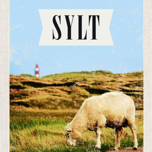 Schild Sylt Insel Schaf Leuchtturm Ostfriesland D 12x18 20x30 30x40 Blech/Holz