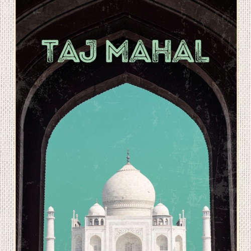 Schild Taj Mahal Mausoleum Sehenswürdigkeit Indien 12x18 20x30 30x40 Blech/Holz