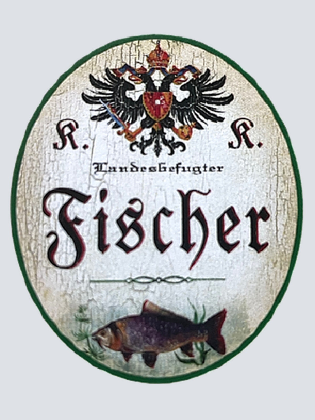 KuK Nostalgie Holzschild "Landesbefugter Fischer" Angeln Fisch Meer See