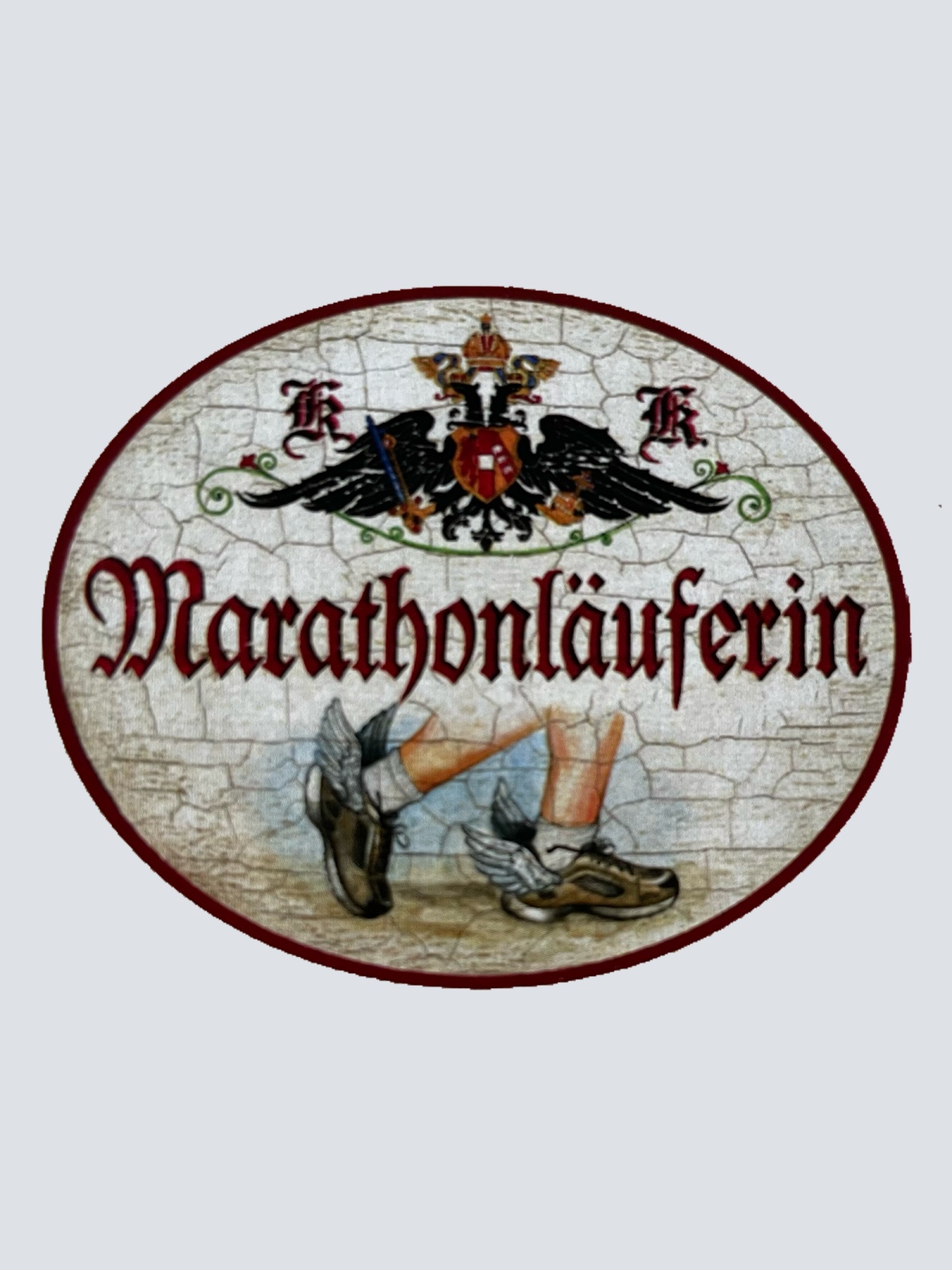 KuK Nostalgie Holzschild Marathonläuferin Marathon Lauf Laufen Rennen Schild