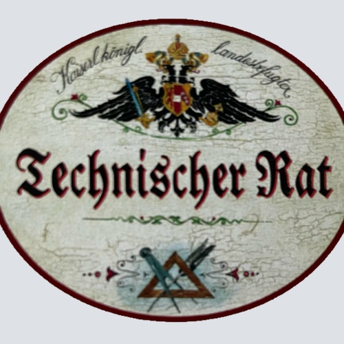 KuK Nostalgie Holzschild Landesbefugter Technischer Rat Auszeichnung Schild