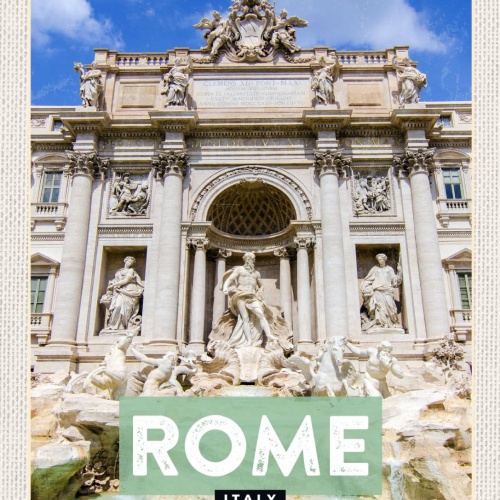 Schild Rome Italy Rom Italien Trevi-Brunnen 12x18 20x30 30x40 Blech od. Holz