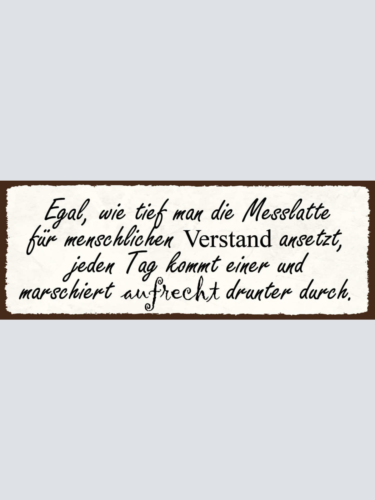 Schild Egal Wie Tief Man Die Messlatte für Menschlichen Verstand Ansetzt 27x10