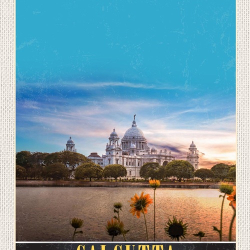 Schild Calcutta India Indien Victoria Memorial 12x18 20x30 30x40 Blech/Holz