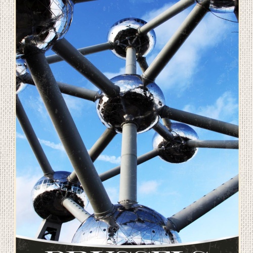 Schild Brussels Belgium Brüssel Belgien Atomium 12x18 20x30 30x40 Blech/Holz